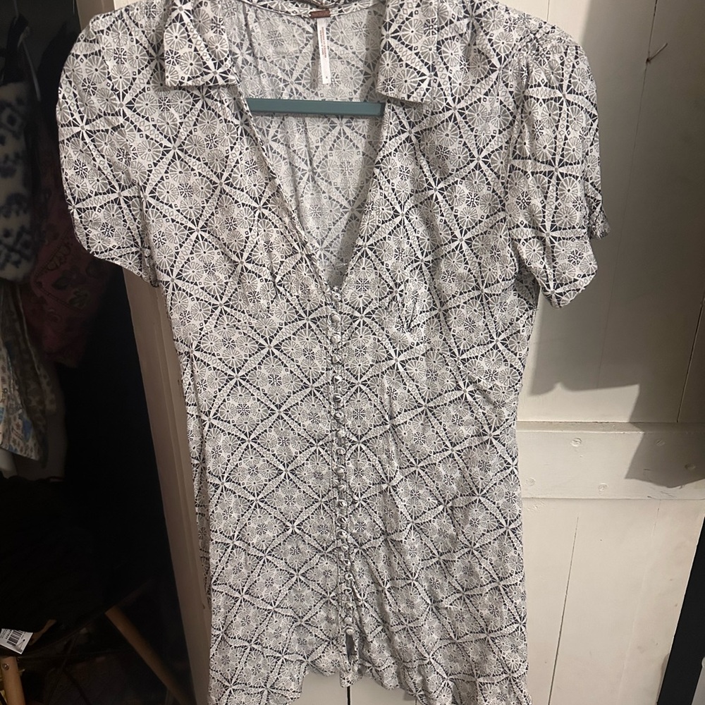 Free People Black and White Mini Dress